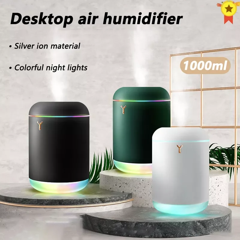 

1000ML White Mini Air Humidifer Aroma Essential Oil Diffuser with Romantic Lamp USB Mist Maker Aromatherapy Humidifiers for Home