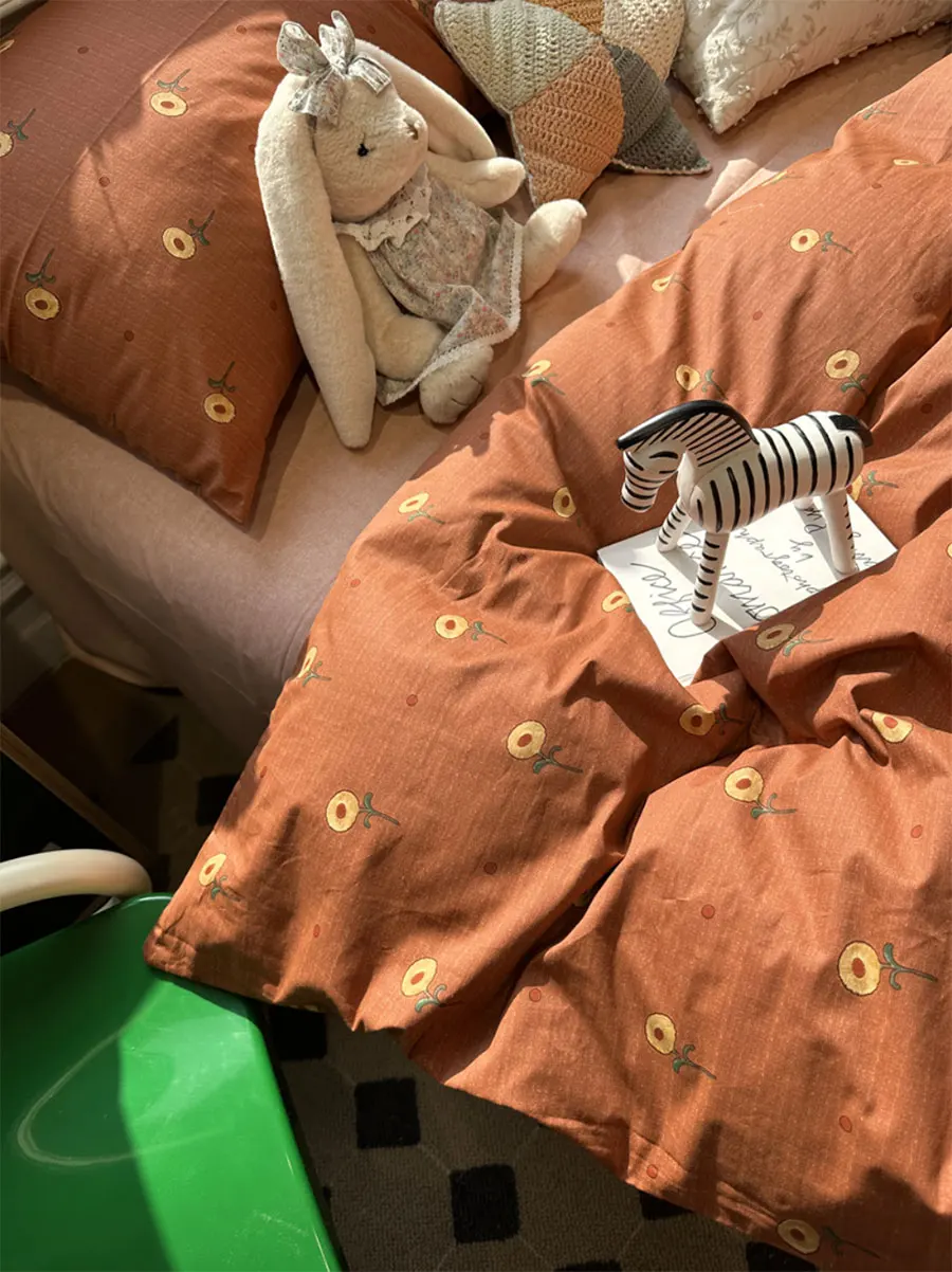 

Модный пасторальный Комплект постельного белья карамельной расцветки, современный хлопковый домашний текстиль для двуспальной кровати, п...