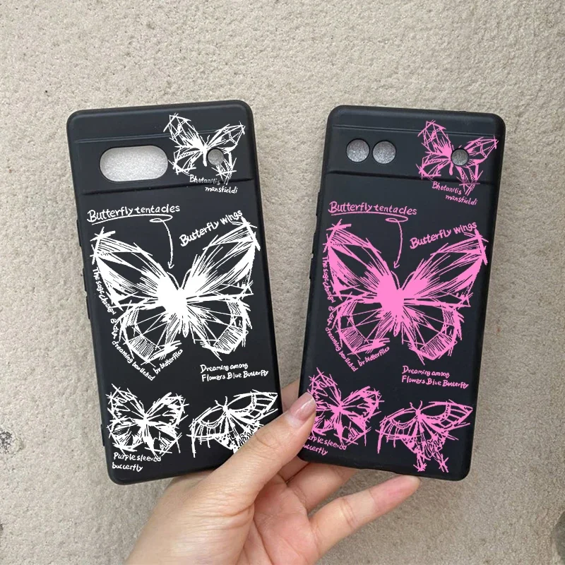 Для Google Pixel 8 Pro Чехол Sketch Lines Butterfly Силиконовая резиновая защита из ТПУ 8A 7A 7 6A 6 Cover