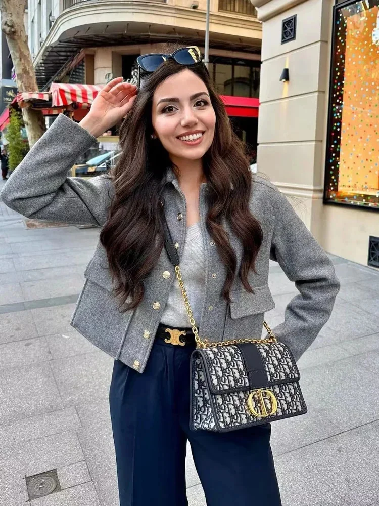 

Модные женские куртки SLTNX, осень 2023, пальто, женская отложная, шикарная однобортная новая верхняя одежда, Женская куртка