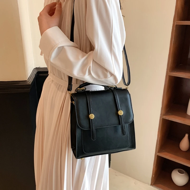 

Vintage Backpack School Leather Classic Shoulder Bags For Women Luxury Designer 2023 New Crossbody Handbag Fashion Trendy Solid