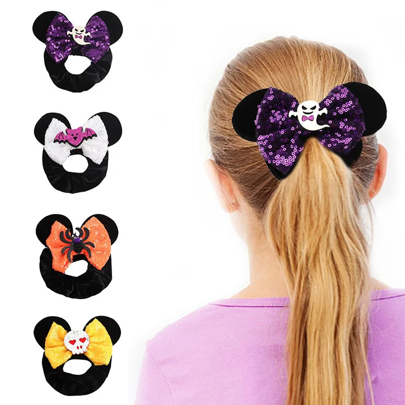 

New Halloween Hair Ring Mickey Ear Shape Children's Bow Hair Ring Hair Accessories Holiday Funny Party Children's Headwear