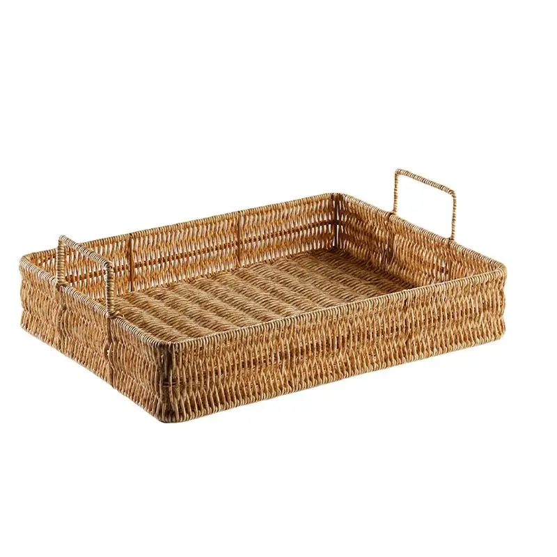 

CAMIGEL Woven Basket for Storage, Rattan Woven Tray for Living Room, Fruit Basket, Bread Basket for Kitchen