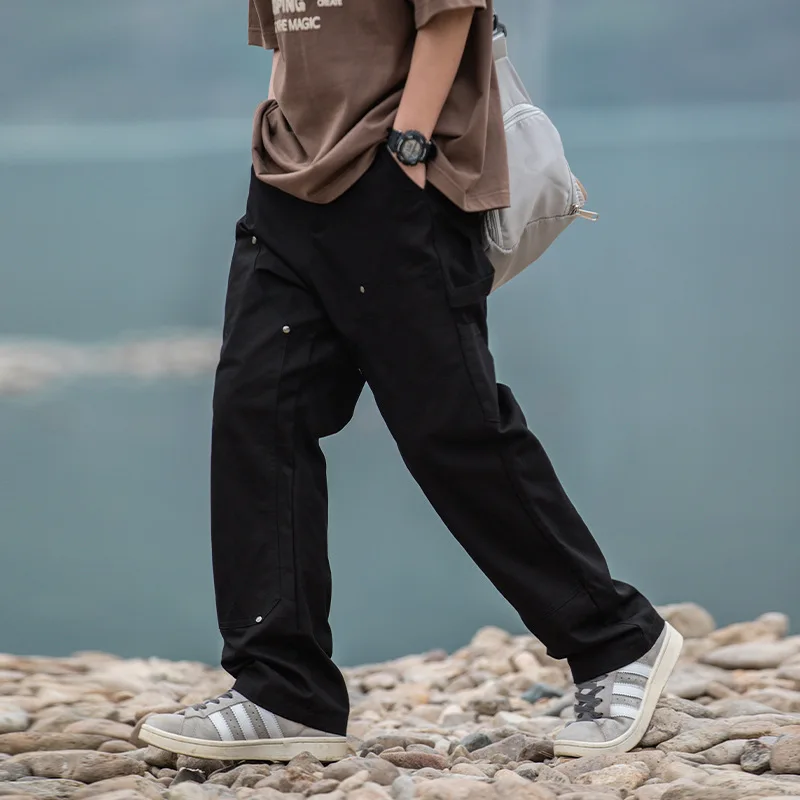 Japanese Retro Casual Cargo Pants Men's Straight Tube Cityboy Pant Fashion Streetwear Vintage Mopping Cotton Trousers