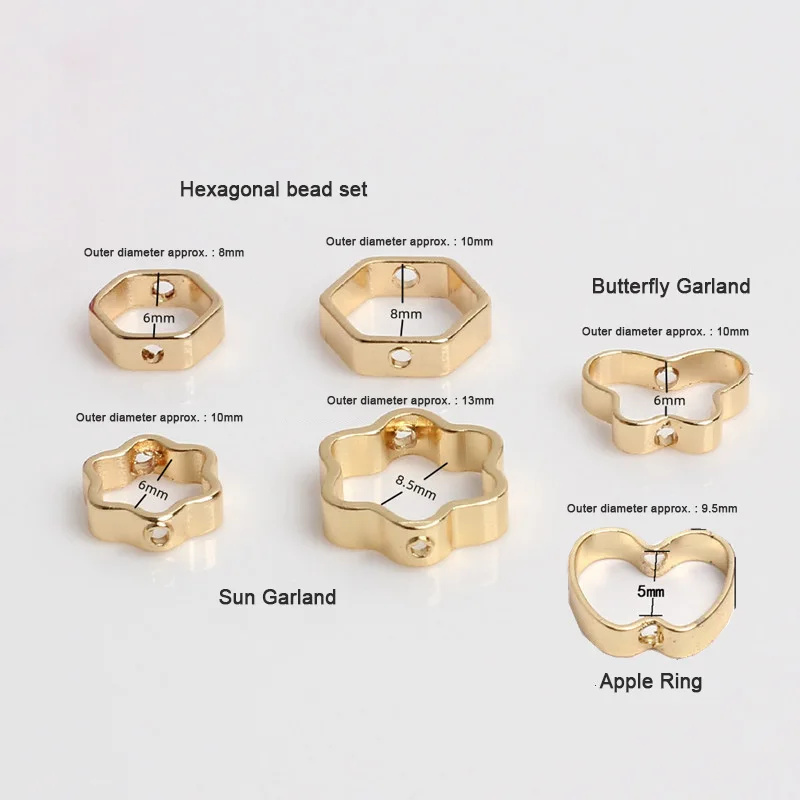 50pcs/Lot 8 9.5 10 13mm Geometric Double Hole Spacer Positioning Beads Handmake DIY Making Accessories Connectors for Jewelry