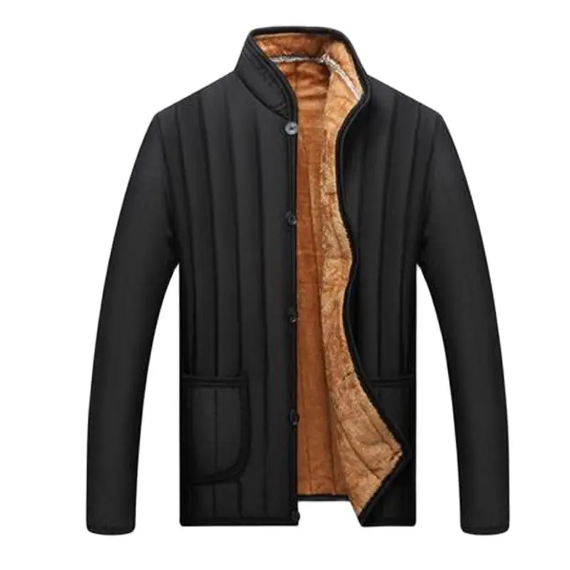 

Man Autumn Hot Sale Velvet Mandarin Collar Single Breasted Down Jackets Men Winter Single Breasted Warm Down Parkas