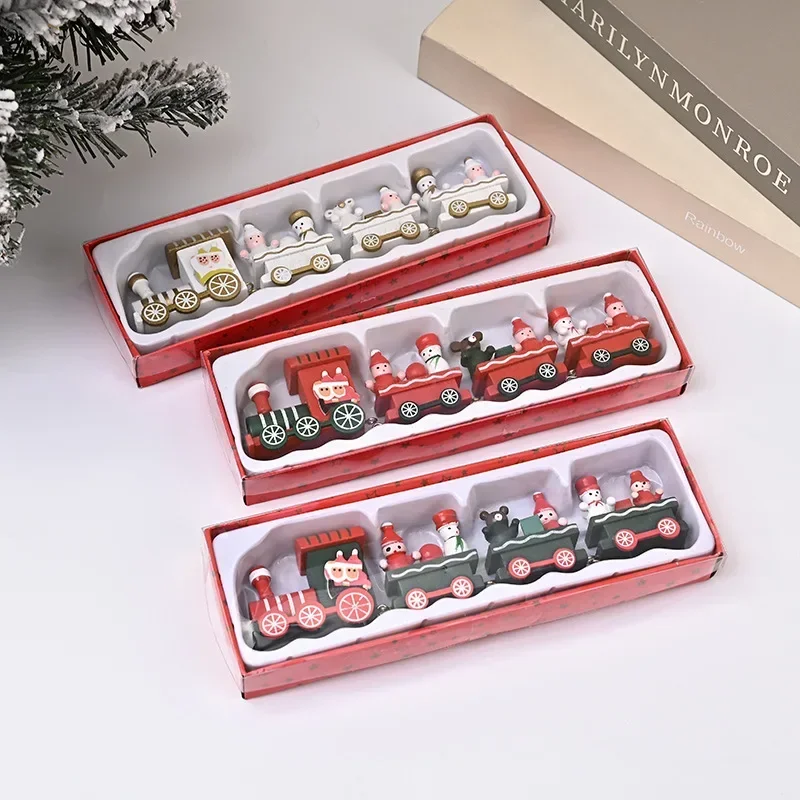 Wooden Christmas Small Train Xmas Ornaments Merry Decor For Home Happy New Year 2025 Creative Kids Naviidad Gifts Gift