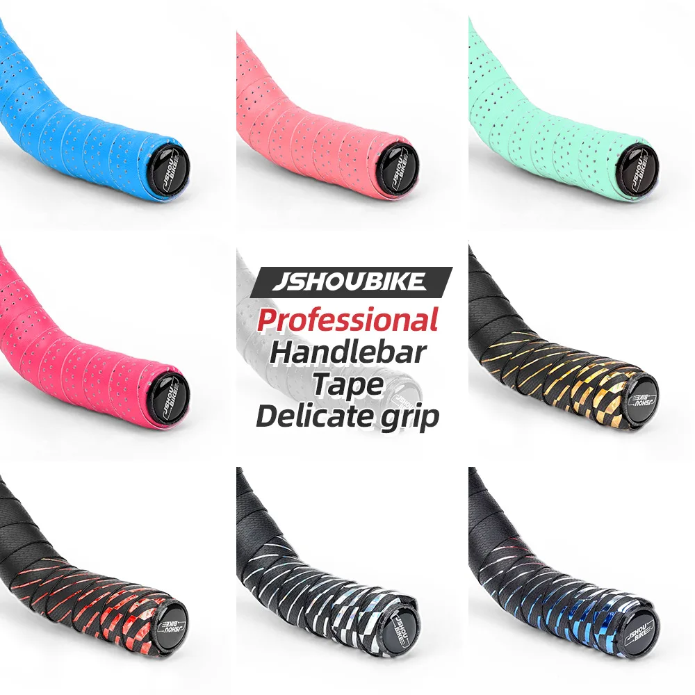 JSHOU BIKE Handlebar Tape Bicycle Leather Perforated Breathable Soft PU Anti Slip MTB Fixed Handle Belt Accessories