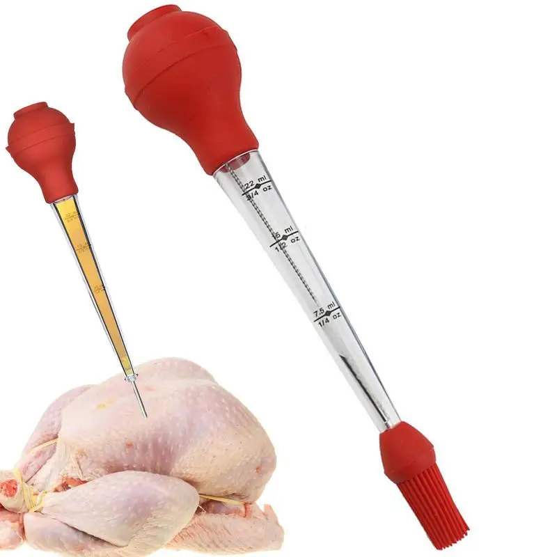 

Turkey Baster Large Turkey Baster With Barbecue Basting Brush Silicone Turkey Seasoning Pump With Inject Needle Basting Brush