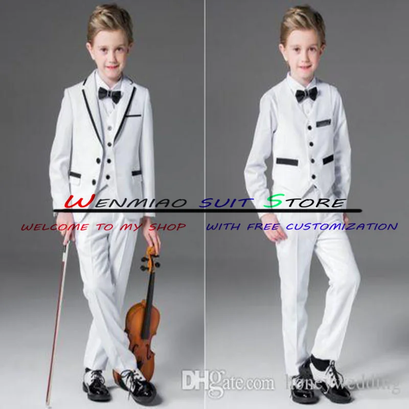 White Boys Suit Wedding Tuxedo Three Piece Formal Blazer Pants Vest Party Jacket Suit 3-16 Years Kids Custom Suit enlarge