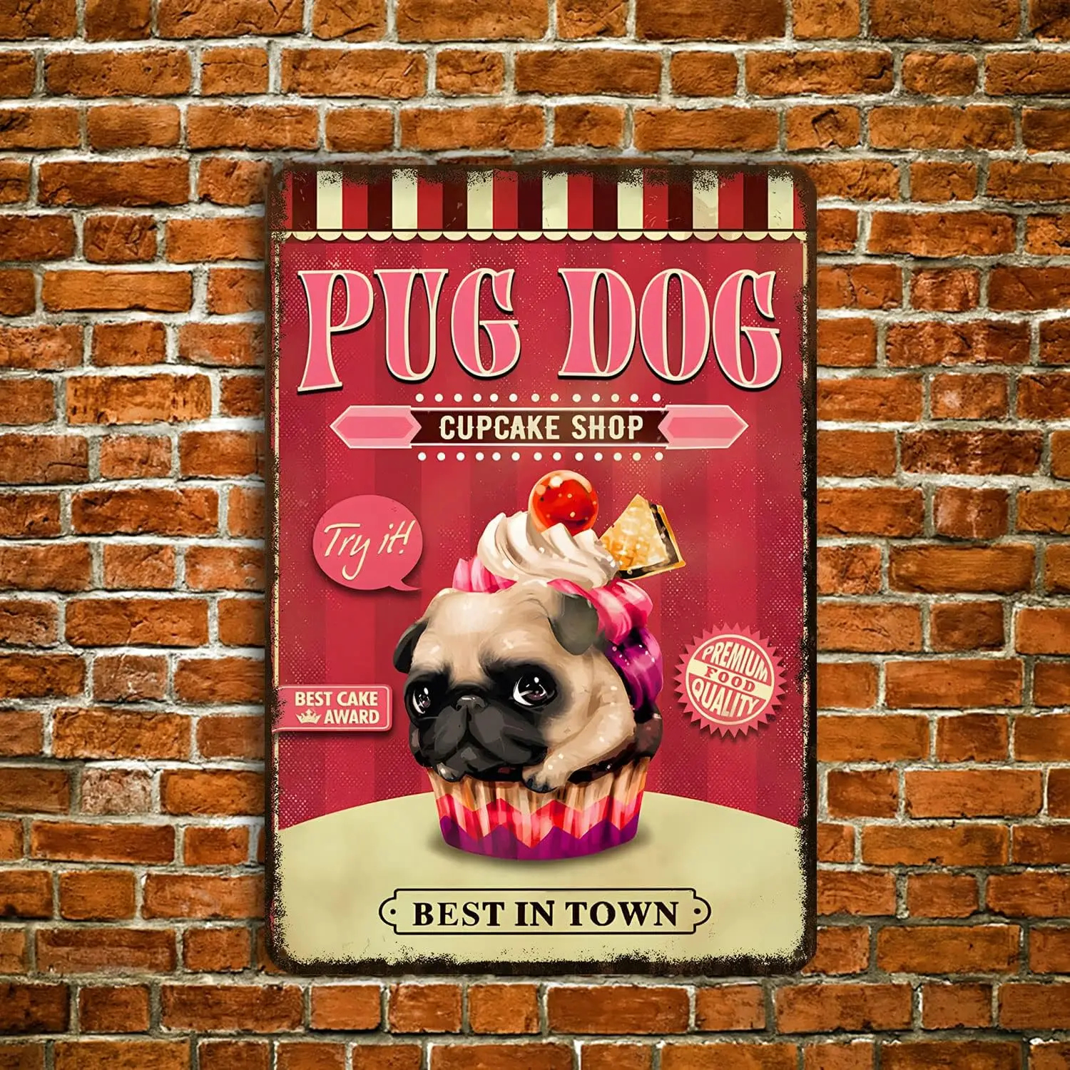 Ретро металлический знак Мопс Собака Кекс Лучший в городе Забавный винтажный