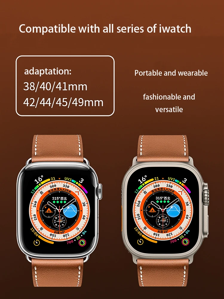 

Leather Strap For Apple Watch Band 44mm 40mm 41mm Watchband 45mm 42mm 38mm busines Bracelet For iWatch Series 3 4 5 SE 7 Ultra 8