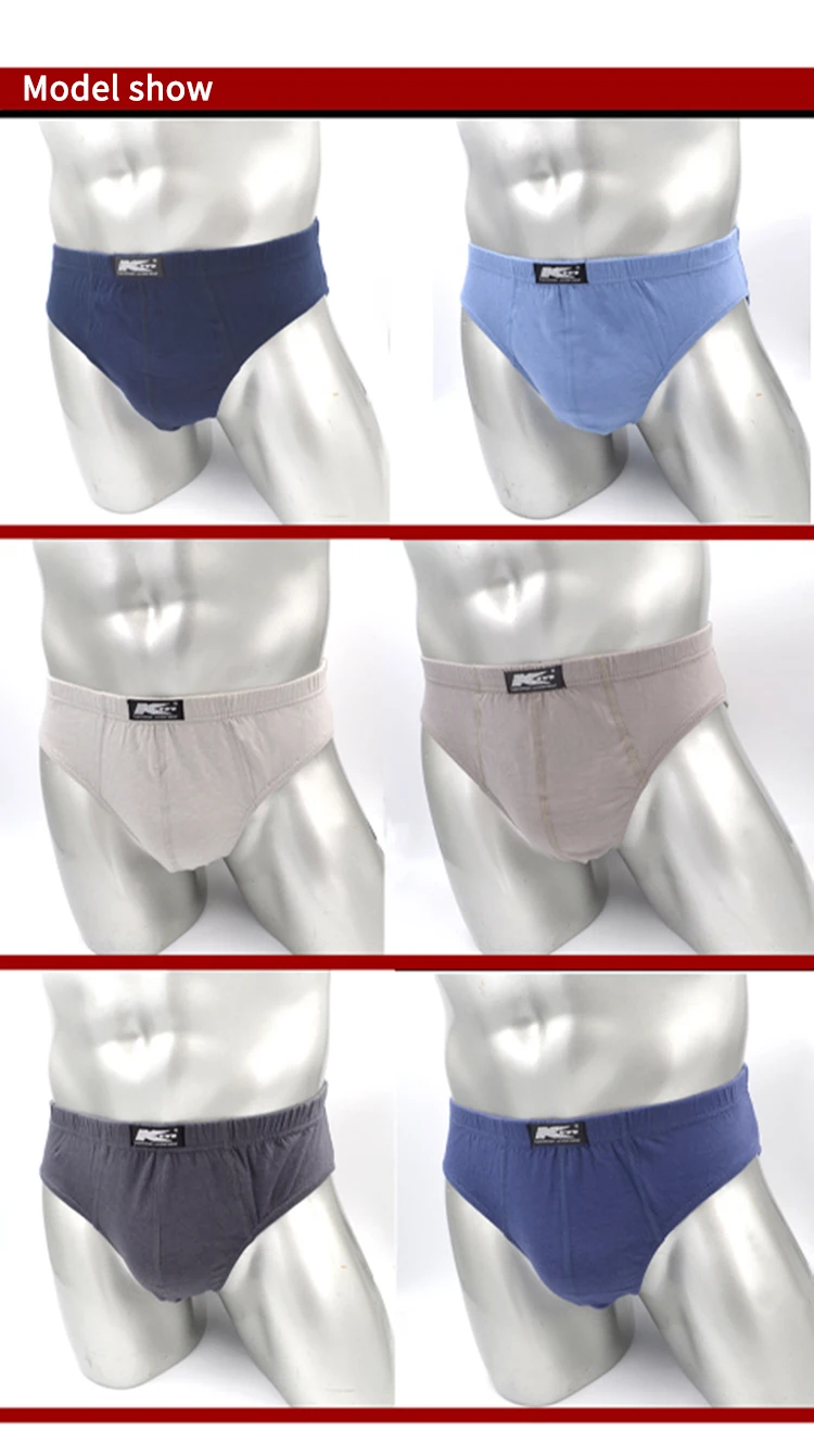 6Pcs Men's Underwear Briefs Cotton Waist Underwear Loose Plus Size Fat Youth Breathable Underpants.