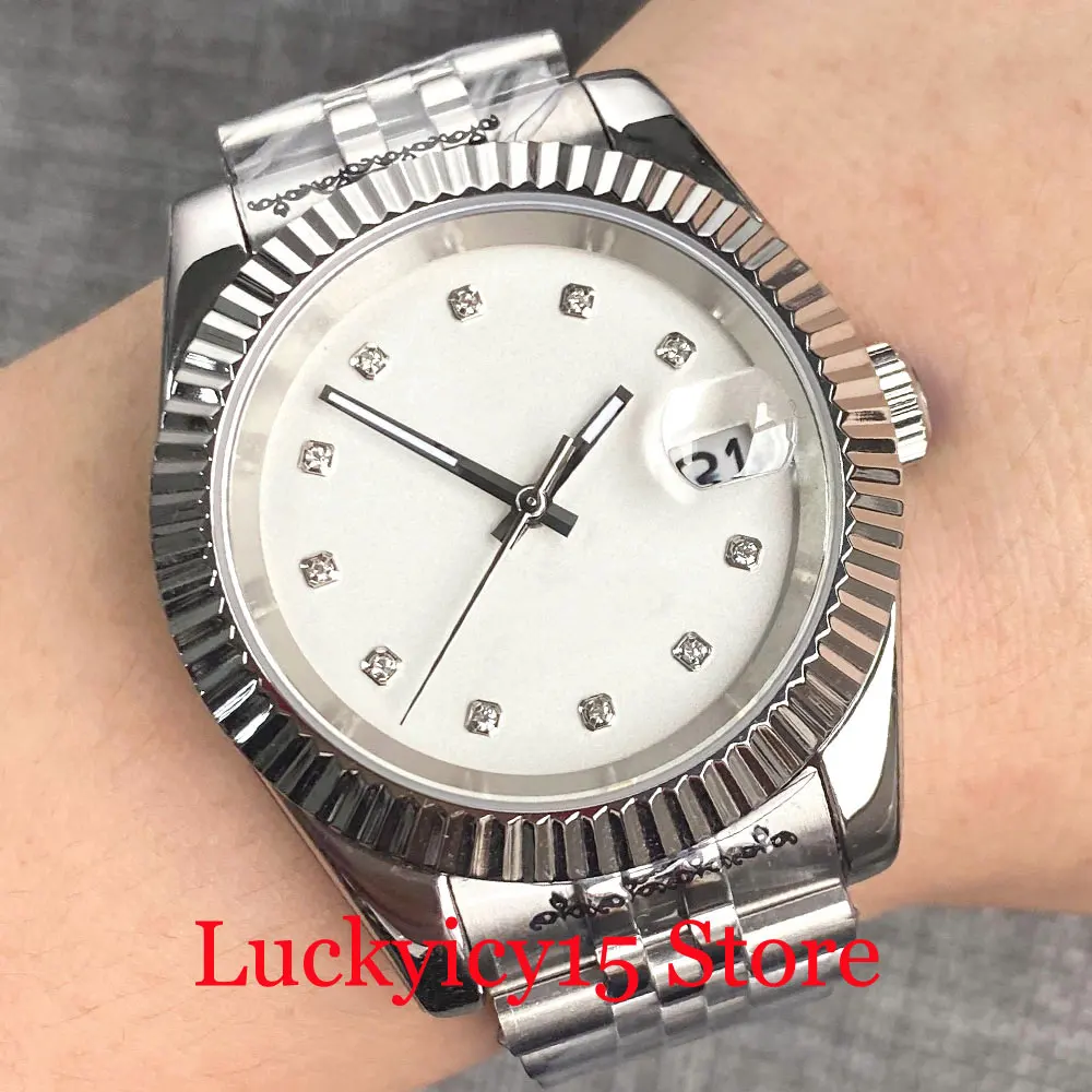 

BLIGER подходит для 36 мм/39 мм, Япония NH35 MINGZHU MIYOTA 8215 PT5000, движущиеся Мужские автоматические часы, мужской бриллиантовый браслет