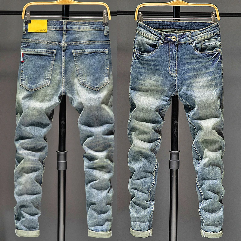 Summer Jeans For Men Brand Pant Denim Trousers Slim Fit Clothes Streetwear Baggy Business Fashion Black Light Blue Cargo Pants