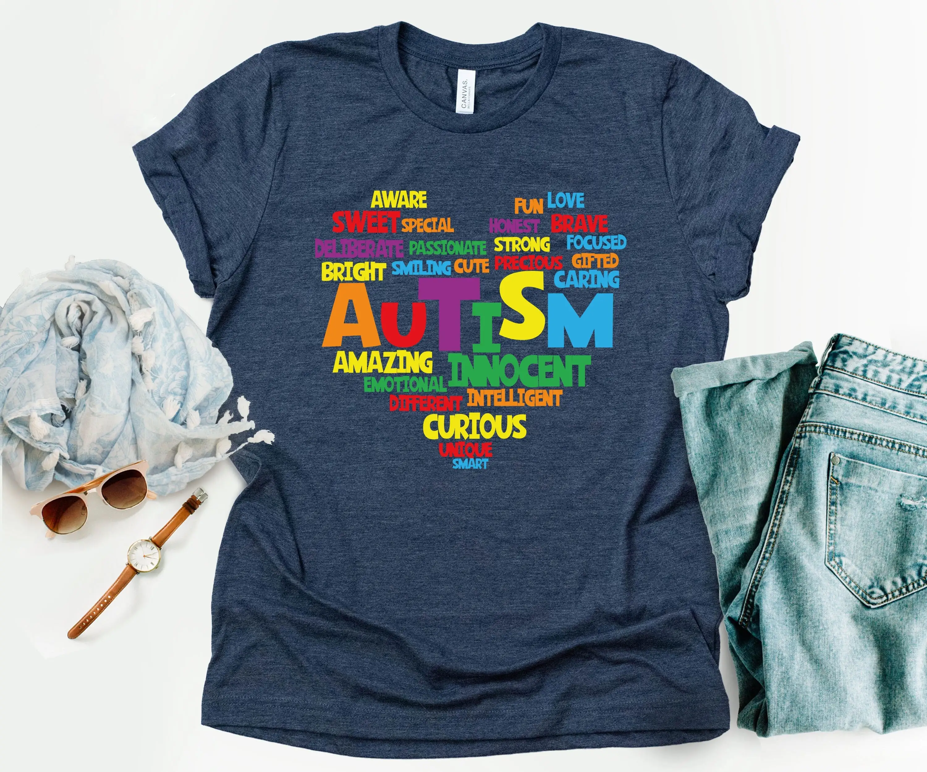 Футболка с изображением аутизма и сердца Proud Mom Family учитель быть уникальным