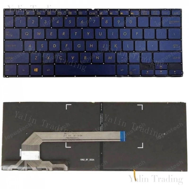 Клавиатура S+Blue с синей подсветкой (US-раскладка) для ноутбуков ASUS ZenBook Flip S U370 UX370UA UX370 Q325 Q325U, запасная часть (art.: 3920d9aaefebd) - 3920d9aaefebd