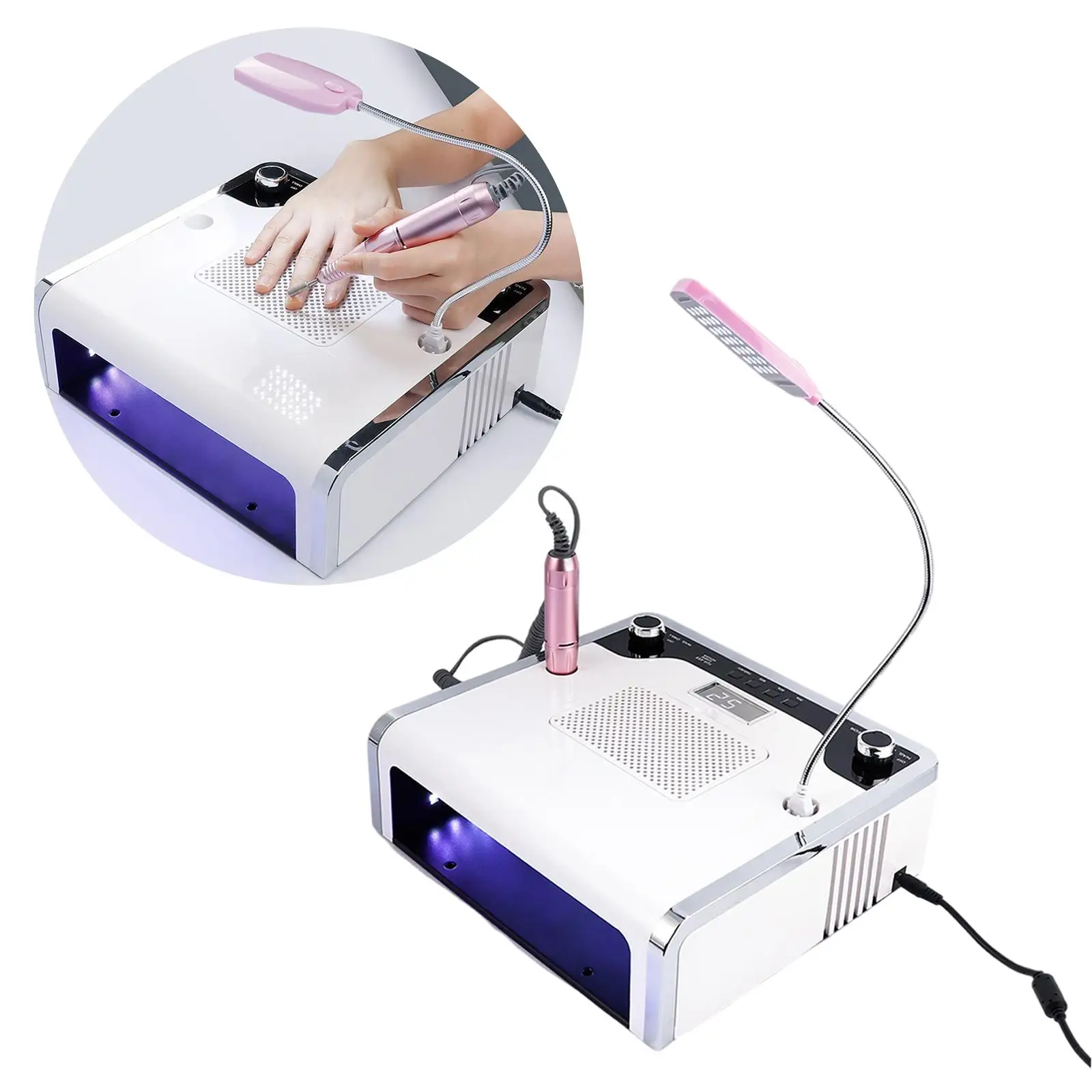 4-In-1 Manicure Machine Professional 30000RPM Intelligent Induction Nail Drill Machine for Nails Polishing Drying Suction