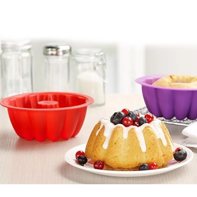 

5 Pieces Silicone Cake Mold 7cm Baking Pan Chiffon Cake Tart Mold（Random Color）
