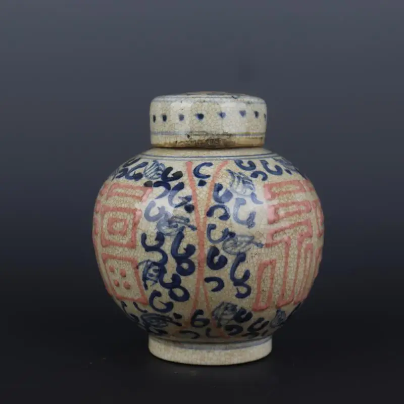 Китайский Ming Jiajing синий и белый фарфор красный чайник с узором фу чайная кастрюля