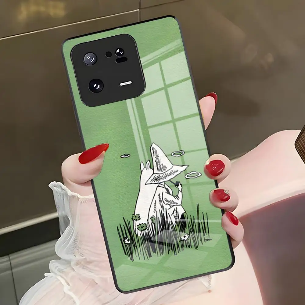 Фото Милый чехол для телефона с Муми-троллями для Xiaomi 15u 14 12 Pro 13 Lite 11t Redmi Note 15pro 14 13 12 11s, стеклянная накладка №3