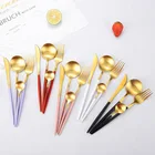 Набор из 4 предметов 1810, матовая толстая нержавеющая сталь, западные столовые приборы, золотой черный серебряный столовый нож, столовая ложка, столовая вилка, набор кофейных ложек, подходит для посудомоечной машины