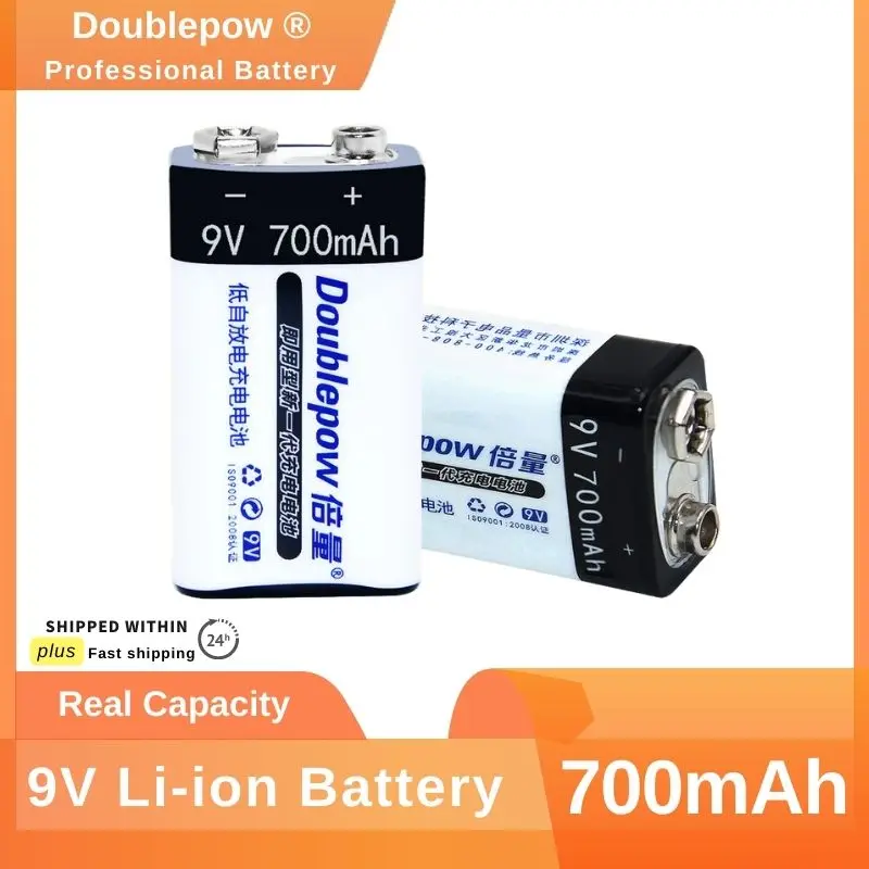 

Doublepow 9V 700mAh Li-ion Battery Original Universal Rechargeable Batteries for Wireless Microphone Multi-meter Metal Detector
