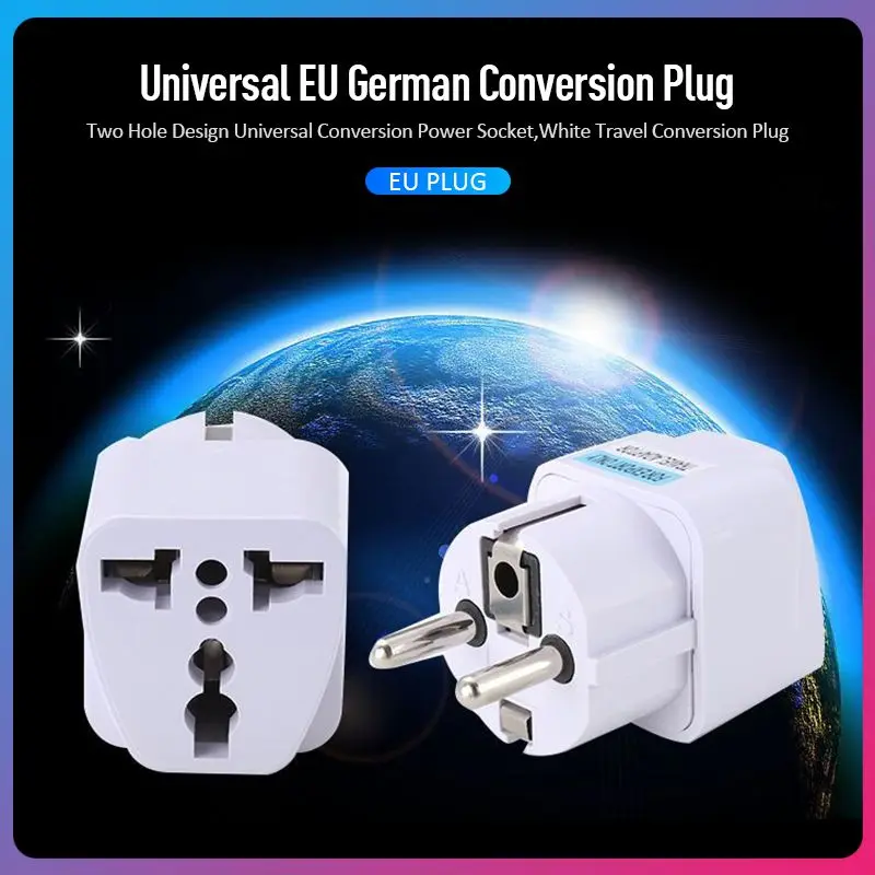 

Universal EU Plug Adapter International AU UK US To EU Euro KR AC Travel Adapter Electrical Plug Converter Power Socket 1pcs