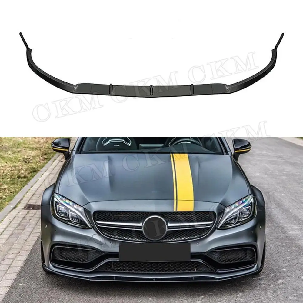 ABS углеродный вид передний бампер губа подбородок спойлер для Mercedes Benz C Класс A205