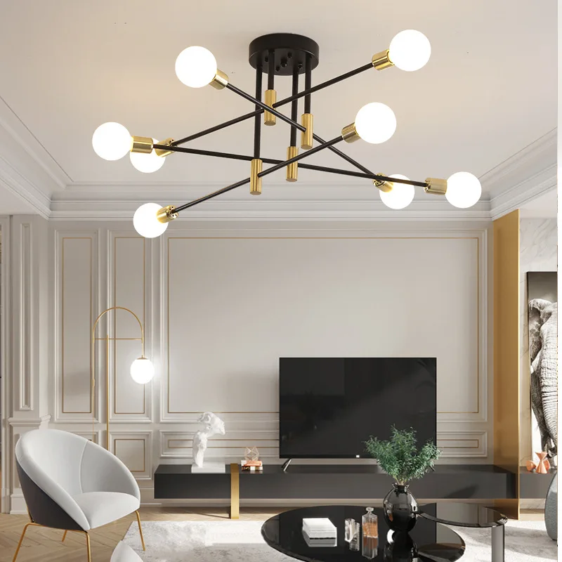 $36.96 Modern Chandelier LED Ceiling Lamp For Living Dining Room Bedroom Kitchen Black Gold Ceiling Light Nordic Home Decor Fixture
