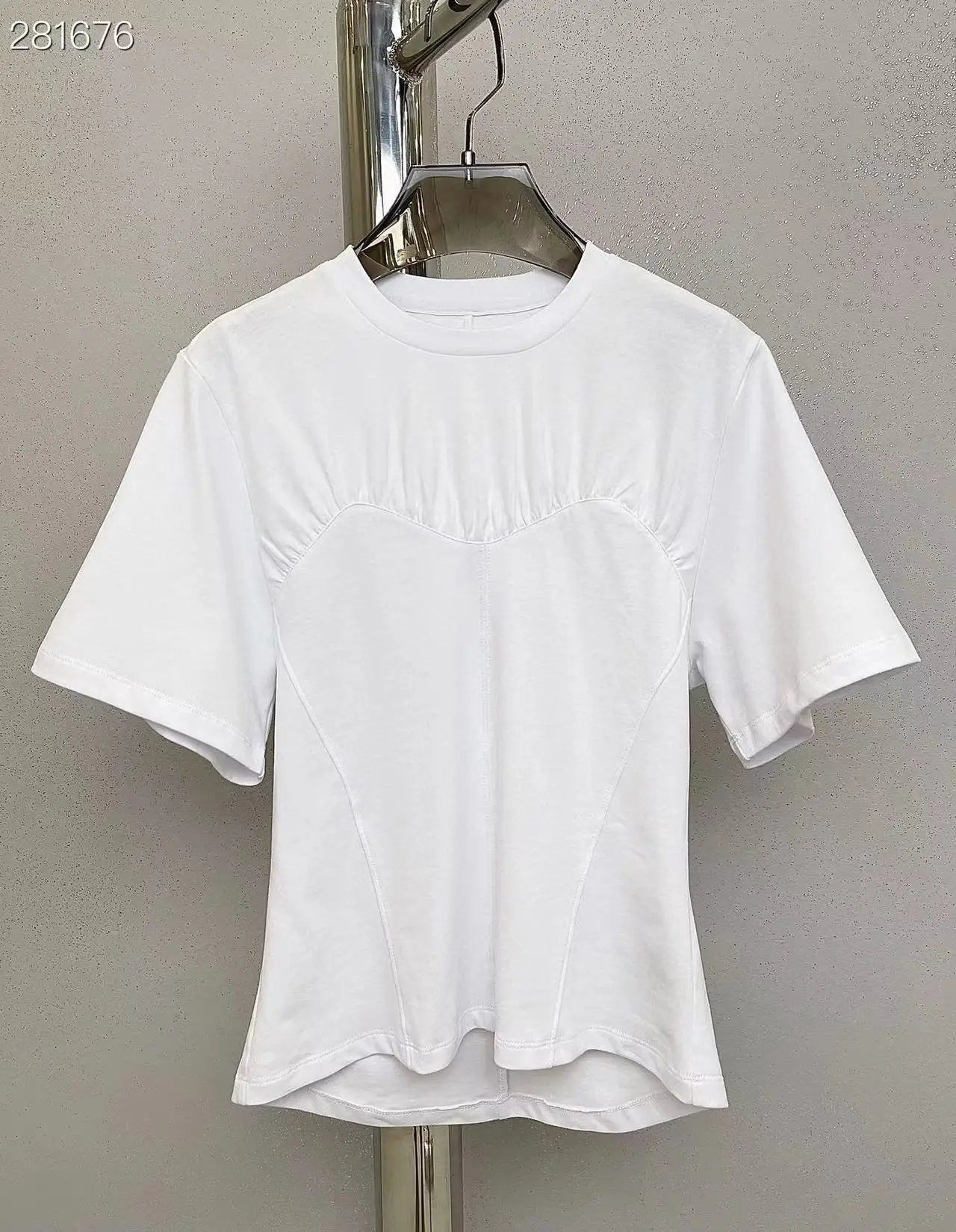 Fyion Fashion Runway 2022 Spring Summer Casual T-shirt Women Solid Short Sleeve White / Black T-Shirts