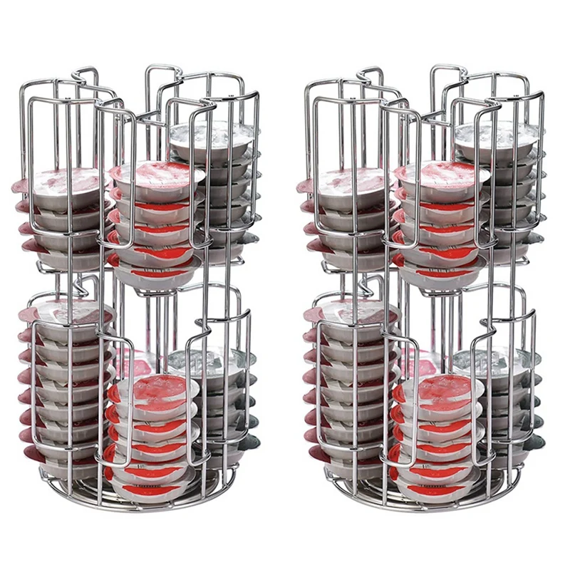

2X Simple Style Rotating Capsule Coffee Pods Holder Storage Rack For 64 Tassimo Capsules