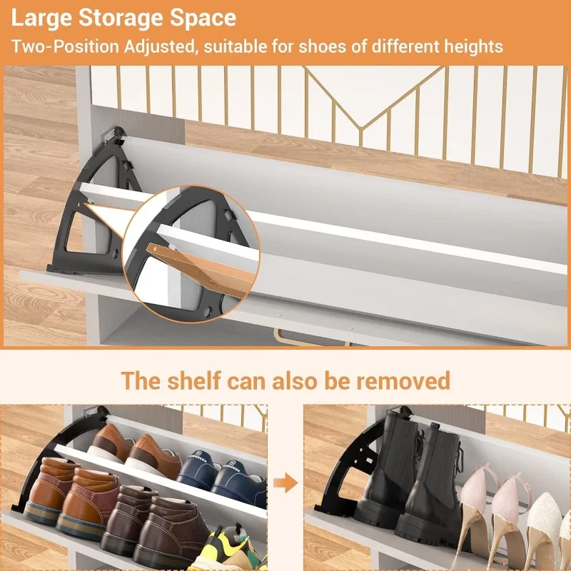 Входная деревянная автономная стойка для обуви с закрывающимися открытыми