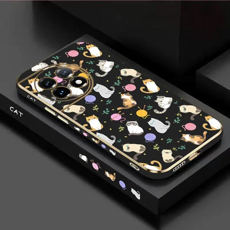 

Simple Cat Pattern Luxury Plating Phone Case For Oneplus 11 11R 10R 10T 10 Pro 9 9R 9RT 8T 8 8 Pro Cover