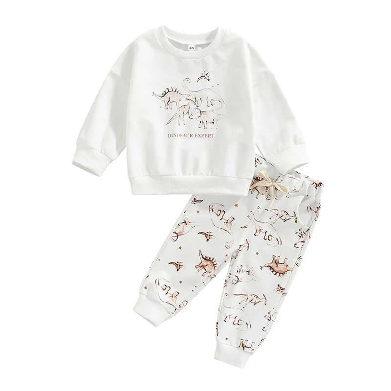 

Baby Infant Clothes Outfit Set, Round Neck Long Sleeve Pullover Tops Drawstring Elastic Tie-Up Pants