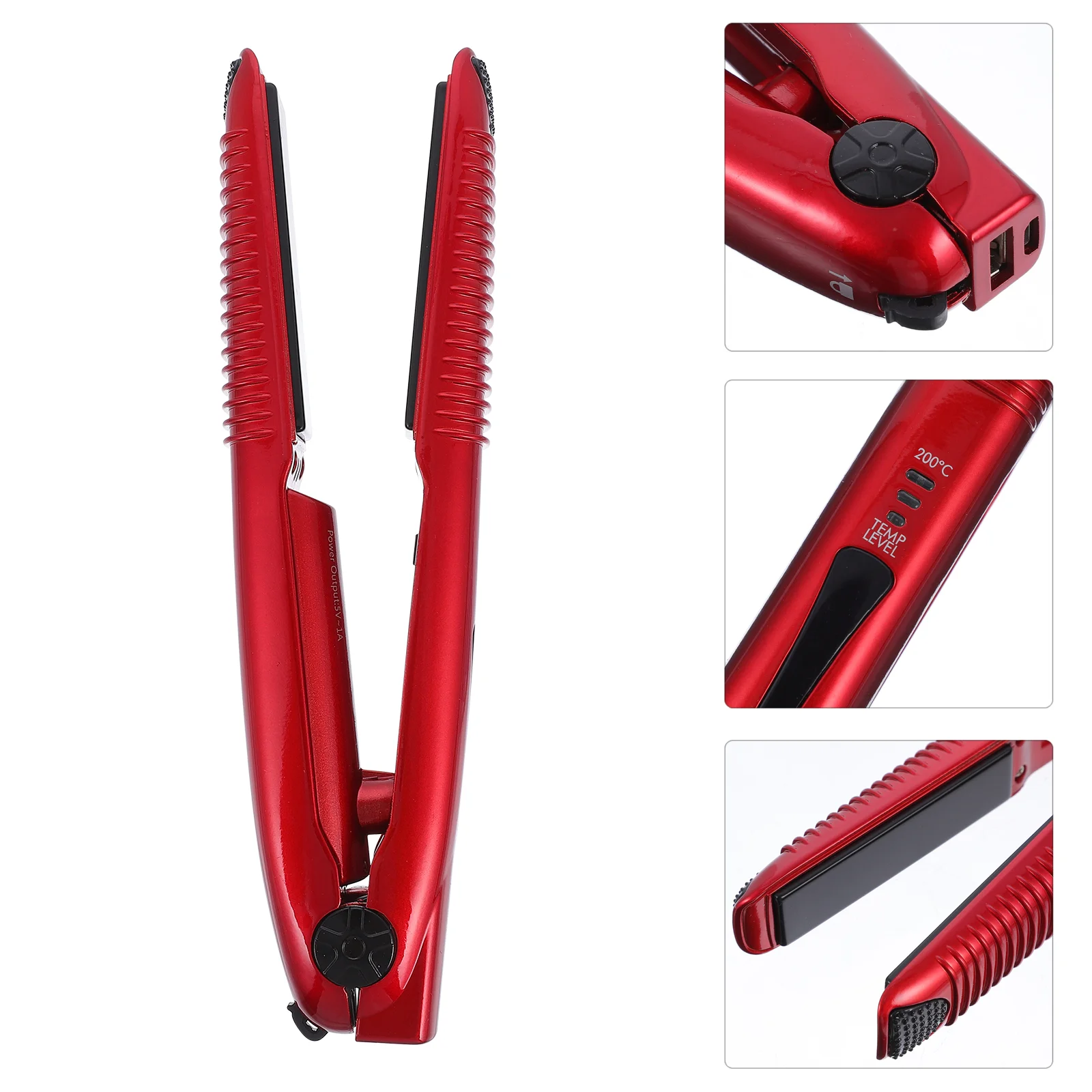 

Rechargeable Hair Small Cordless Hair Travel and Curler 2 in 1, 3 Heating Options to 200℃, Red