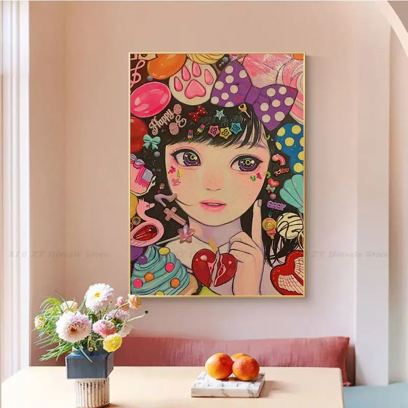 Постер с изображением девушки конфет сделай сам принты из крафт-бумаги и плакаты