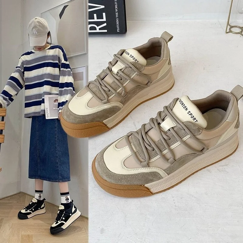 

2022 Women's Casual Sports Shoes Mesh Breathable Vulcanized Shoes Women's Beige White Shoes Women's Work Shoes Comfortable
