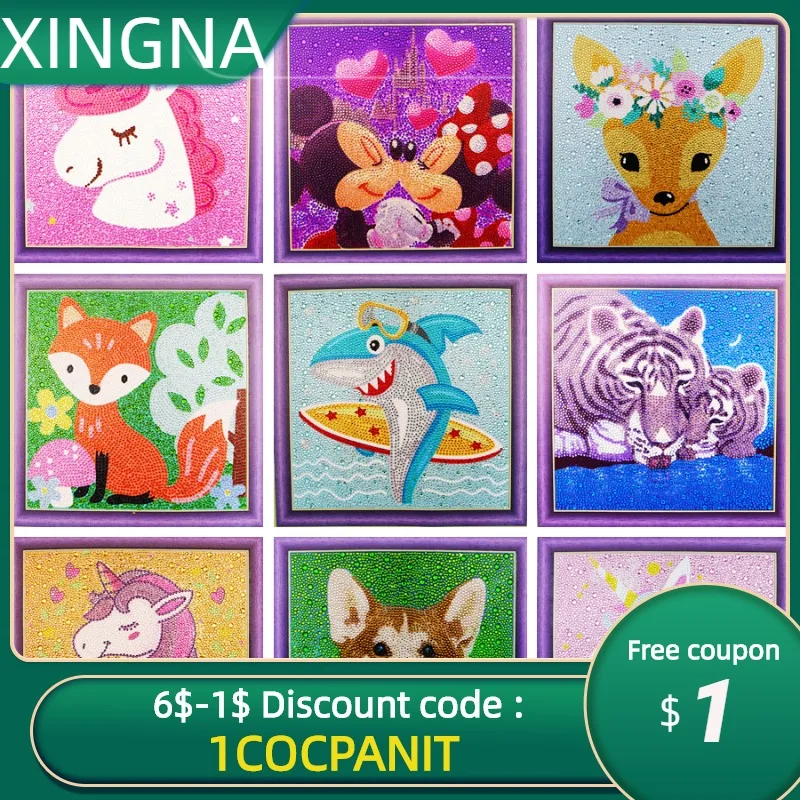 

5D DIY Diamond Painting for Kids Handmade Cartoon Animal Rhinestones 5D DIY Diamond Embroider 5D Animal Home Decor Gift 30*30cm