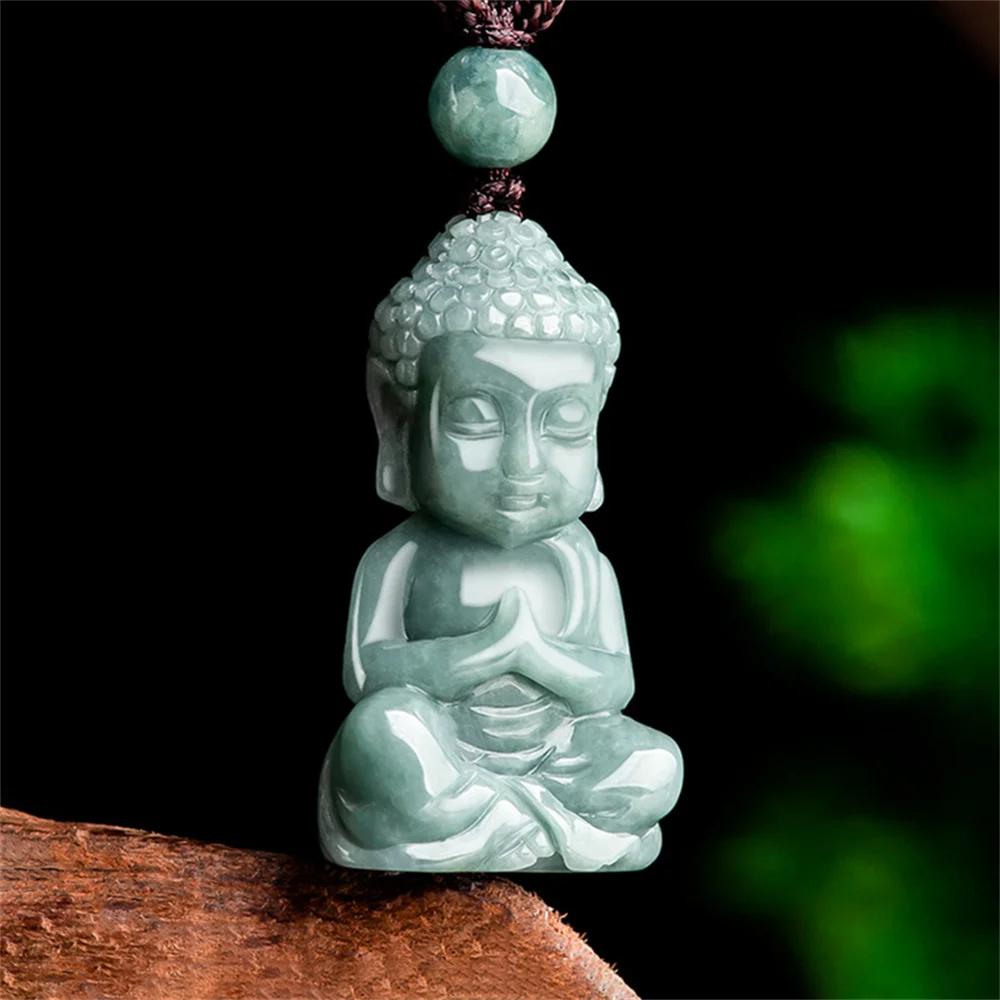 

Натуральный ледяной зеленый нефрит резной китайский ребенок Будда счастливое раннее ожерелье сертификат винтажные Женские Мужские Подарочные ювелирные изделия