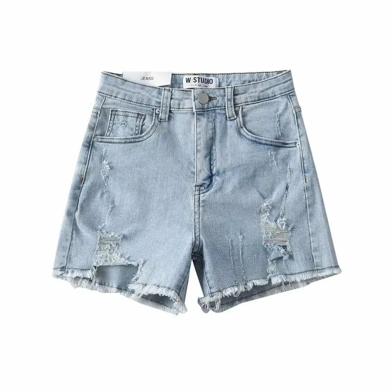 Шорты TRAF ZR женские джинсовые хлопковые современные штаны из денима с завышенной