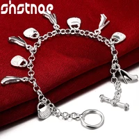 925 sterling silver high heels bag pendant bracelets for women charm jewelry fashion wedding engagement party gift