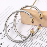 fashion stainless steel new colored zircon c shape twist bracelet for women adjustable party luxury jewelry gift accessories