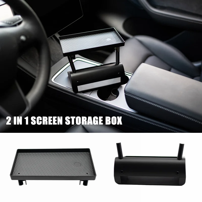 

For Tesla Model 3 Y 2018-2023 Screen Storage Box Magnetic Magsafe Tissue Box Center Console Rear Organizer Tray Behind Dashboard