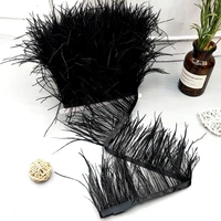 8 10cm natural ostrich feather trim 1 10m plumas trim party wedding dress sewing accessories black craft feather ornament