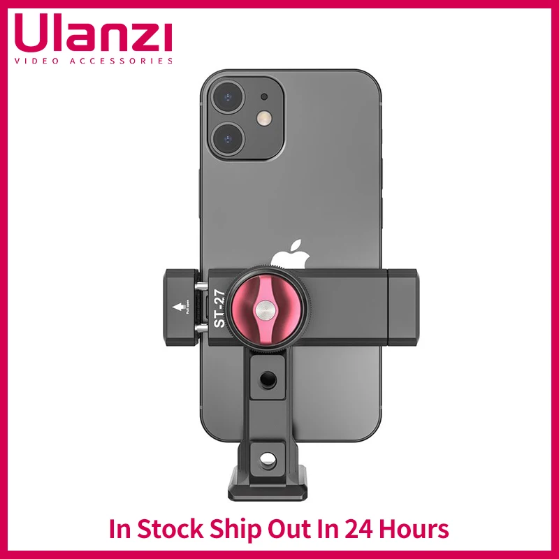 

Ulanzi ST-27 Iron Man IV Phone Clip Vertical Shooting Phone Mount Holder Clip with Cold Shoe 1/4'' Arca Tripod Mount Base