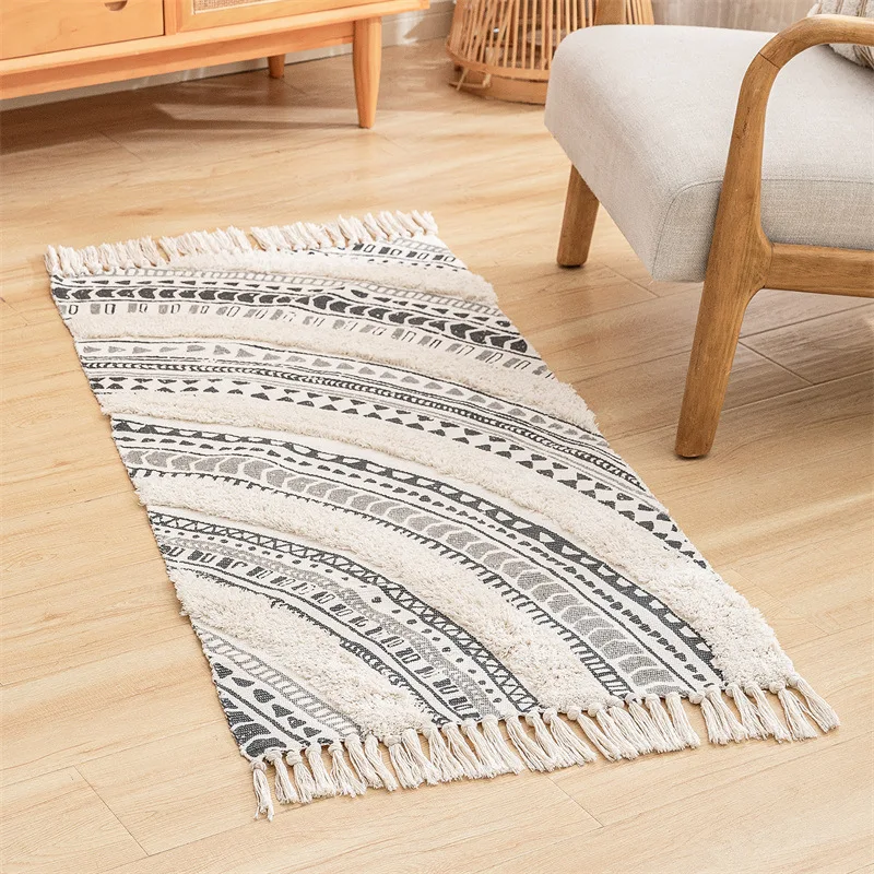 

Design Tufting Carpet 60x90cm Non-slip Floor Mat Macrame Design Livingroom Area Rugs Doormat Bedroom Morocco Tufted Carpet