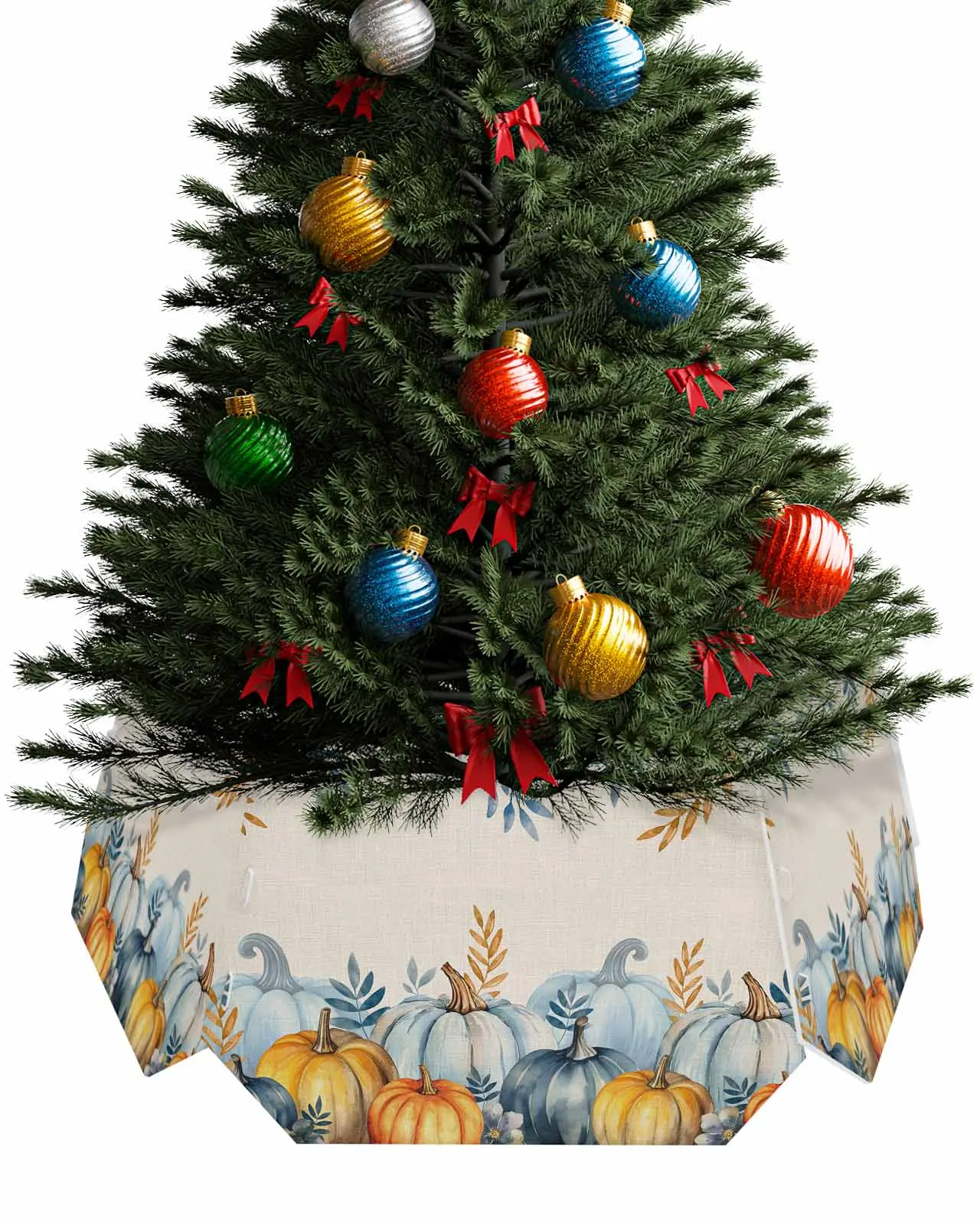 Водная синяя золотая желтая тыква рождественская елка Креативная печать