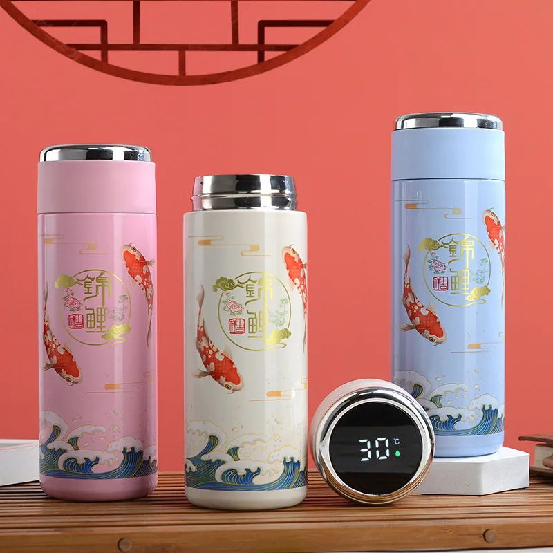 

Stainless Steel Smart Thermos Cup Koi Water Mug Creative Display Temperature Thanksgiving Gift