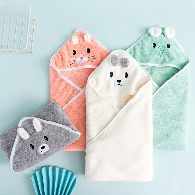Newborn Baby Swaddle Wrap Cotton Towel Blankets Soft Warm Bathrobes Infant Toddler Anti-kick Sleeping Bag With Hat 105x105cm